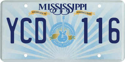 MS license plate YCD116