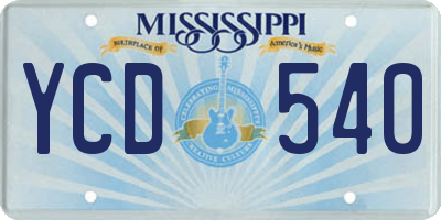 MS license plate YCD540