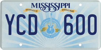 MS license plate YCD600