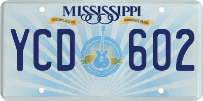 MS license plate YCD602