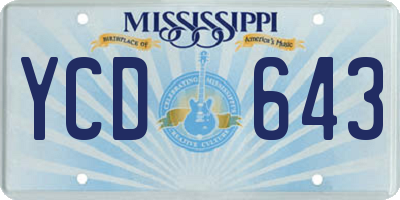 MS license plate YCD643