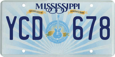 MS license plate YCD678