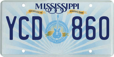 MS license plate YCD860