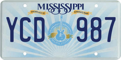 MS license plate YCD987