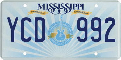MS license plate YCD992