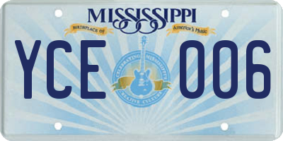 MS license plate YCE006