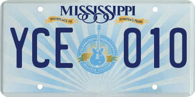 MS license plate YCE010