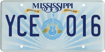 MS license plate YCE016