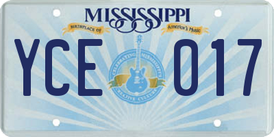 MS license plate YCE017