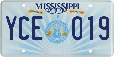 MS license plate YCE019