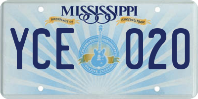 MS license plate YCE020