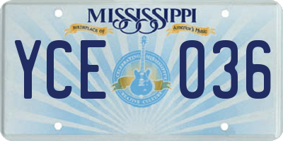 MS license plate YCE036