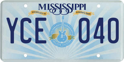 MS license plate YCE040