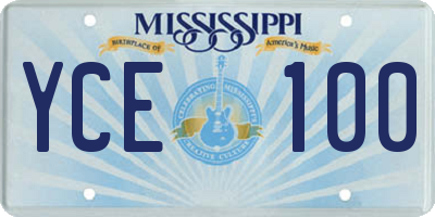 MS license plate YCE100