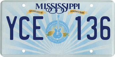 MS license plate YCE136