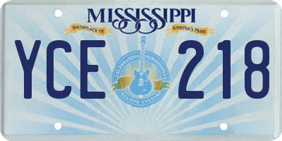 MS license plate YCE218