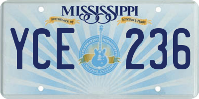 MS license plate YCE236