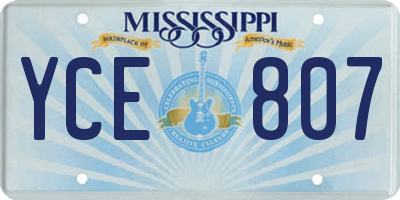 MS license plate YCE807