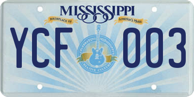 MS license plate YCF003