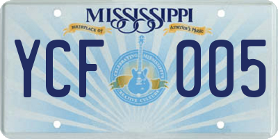 MS license plate YCF005