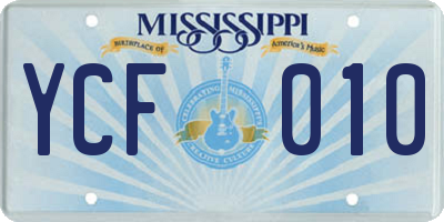 MS license plate YCF010