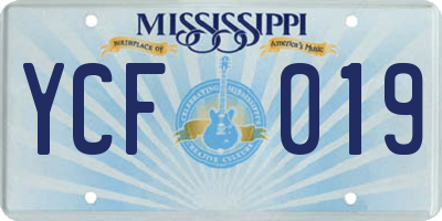 MS license plate YCF019