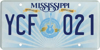 MS license plate YCF021