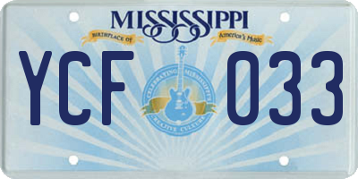 MS license plate YCF033