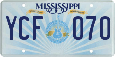MS license plate YCF070