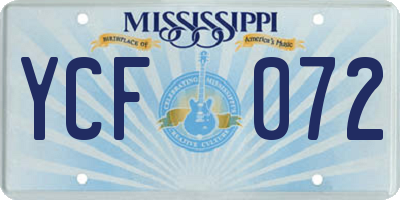 MS license plate YCF072