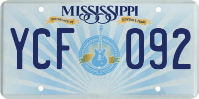 MS license plate YCF092
