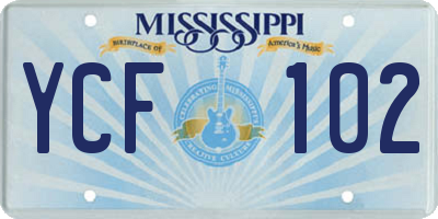 MS license plate YCF102