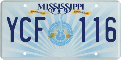 MS license plate YCF116