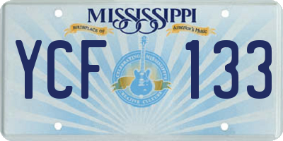 MS license plate YCF133