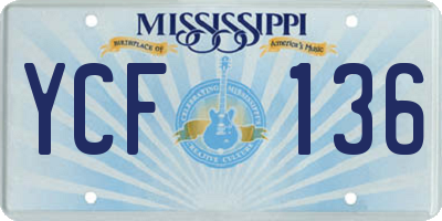 MS license plate YCF136