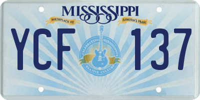 MS license plate YCF137