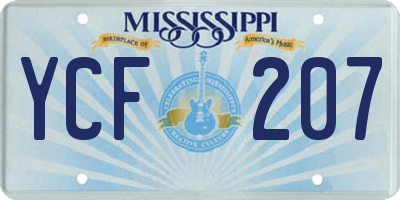 MS license plate YCF207