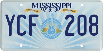 MS license plate YCF208