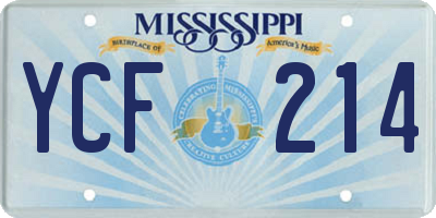 MS license plate YCF214