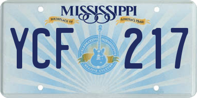 MS license plate YCF217