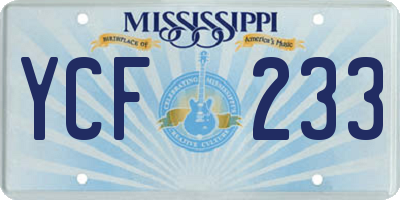 MS license plate YCF233