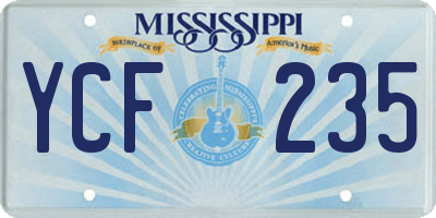 MS license plate YCF235