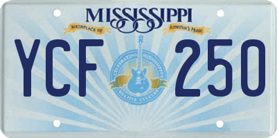MS license plate YCF250