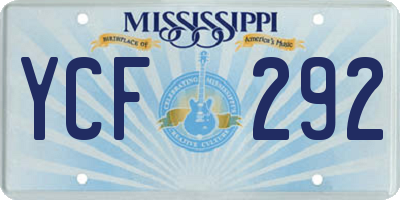 MS license plate YCF292