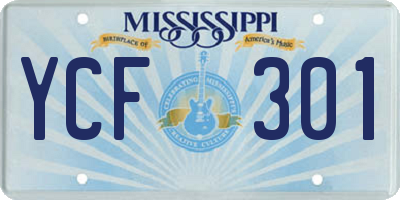 MS license plate YCF301