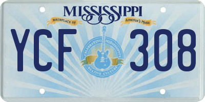 MS license plate YCF308