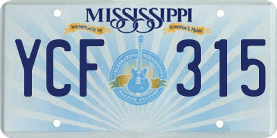 MS license plate YCF315