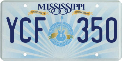 MS license plate YCF350