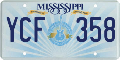 MS license plate YCF358