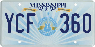 MS license plate YCF360